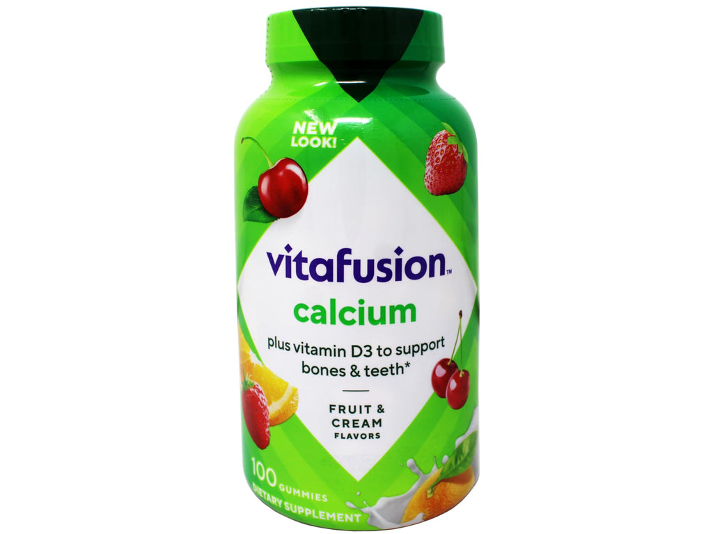VitaFusion Calcium 500 mg Dietary Supplement Gummies Natural Fruit and Cream Flavors - 100 ct, Pack of 2