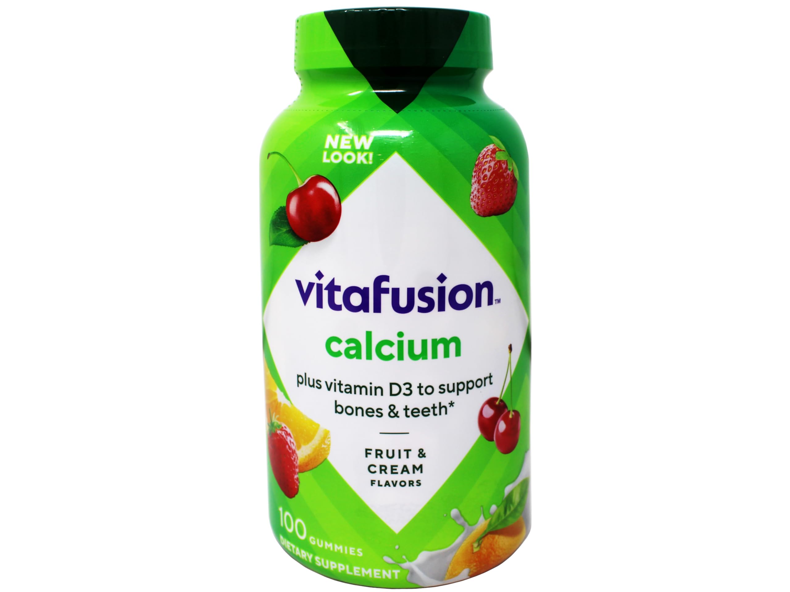 VitaFusion Calcium 500 mg Dietary Supplement Gummies Natural Fruit and Cream Flavors - 100 ct, Pack of 2