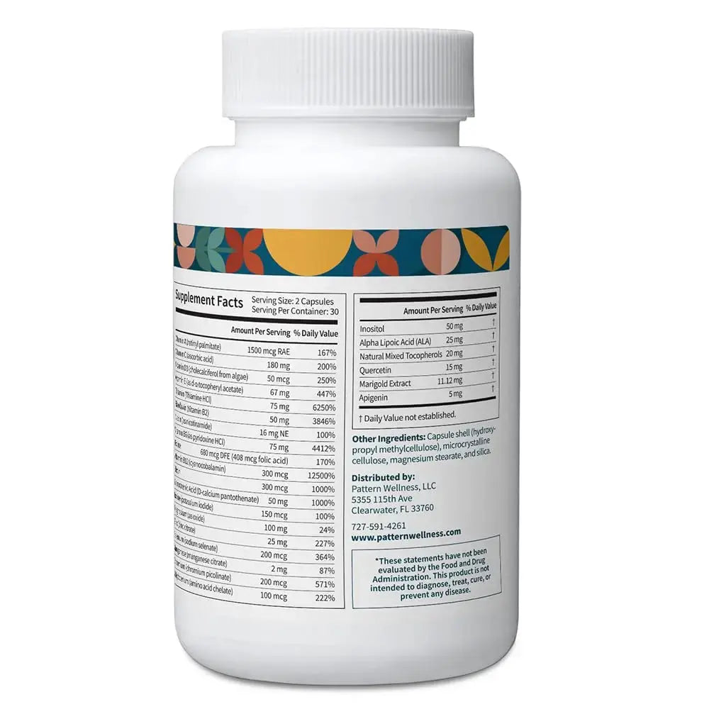 Pattern Wellness Multivitamin for Men & Women – Vitamin A, B, C, D, E – Supports Energy & Wellness – Whole Body Health Pattern Wellness Au supplements