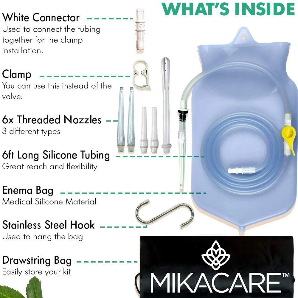 Mikacare Enema Bag Kit Clear Non-Toxic Silicone. for Coffee and Enema Kit for Colon Cleansing - Enema Detox Mikacare Au supplements