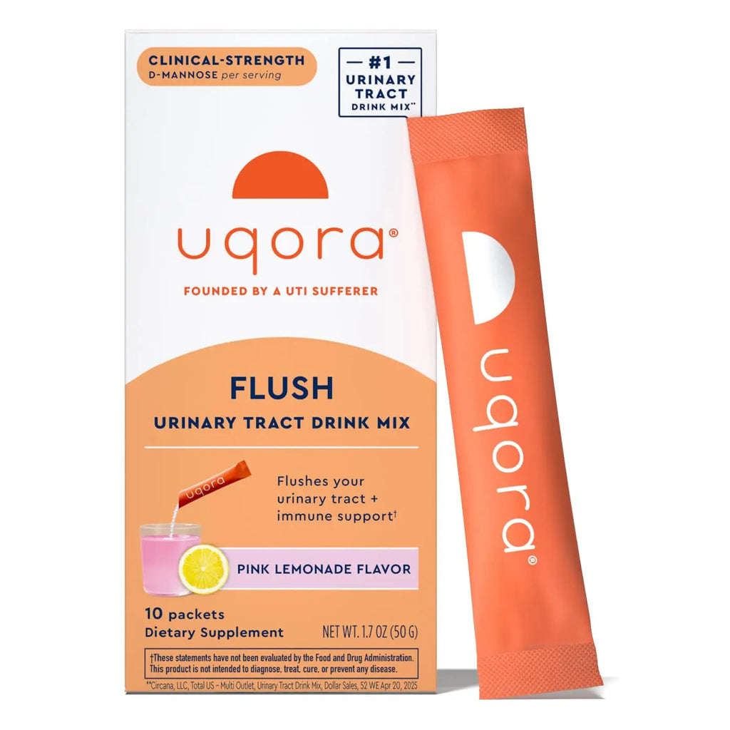 Uqora Flush - Urinary Tract* with D-Mannose, Vitamin C, Vitamin B6, Potassium, Magnesium & Calcium - Gluten-Free & Vegan - Pink Lemonade Flavor - 10 Packets (1 Pack) Uqora Au supplements