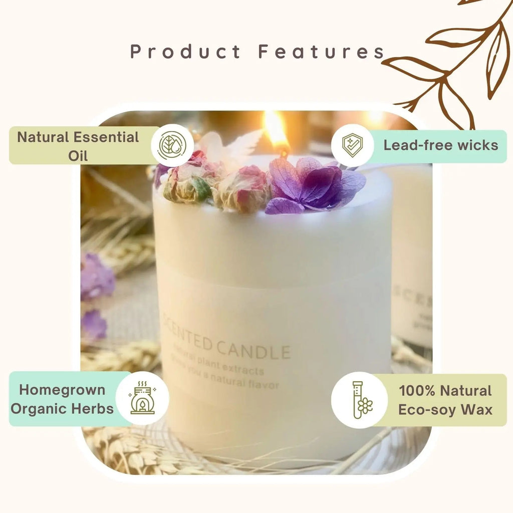 Natural Soy Scented Pillar Candles with Glass, Classic 10 oz Luxury Non Toxic White Bathroom Candle uniqicon Au supplements