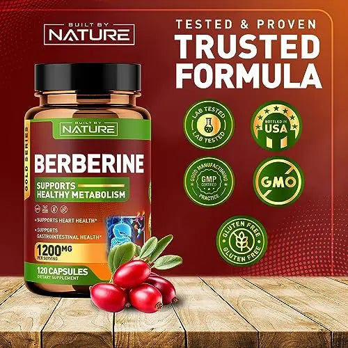 Berberine 1200mg - 100% Pure Berberine HCl Supplement, High Strength Berberine Built by Nature Au supplements