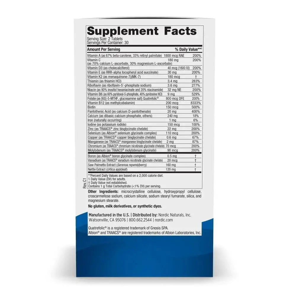 Nordic Naturals Men’s Multivitamin Extra Strength - Bone, Energy, & Blood-Vessel Support - Immunity Supplement Nordic Naturals Au supplements