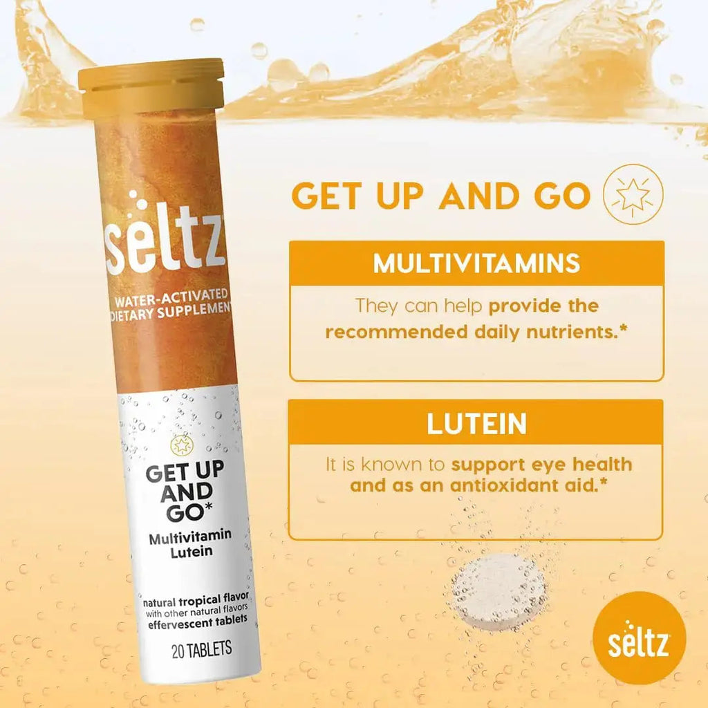 Seltz® Get Up and Go – Effervescent Multivitamin with Lutein for Daily Energy, Eye Health & Antioxidant Support Seltz Au supplements