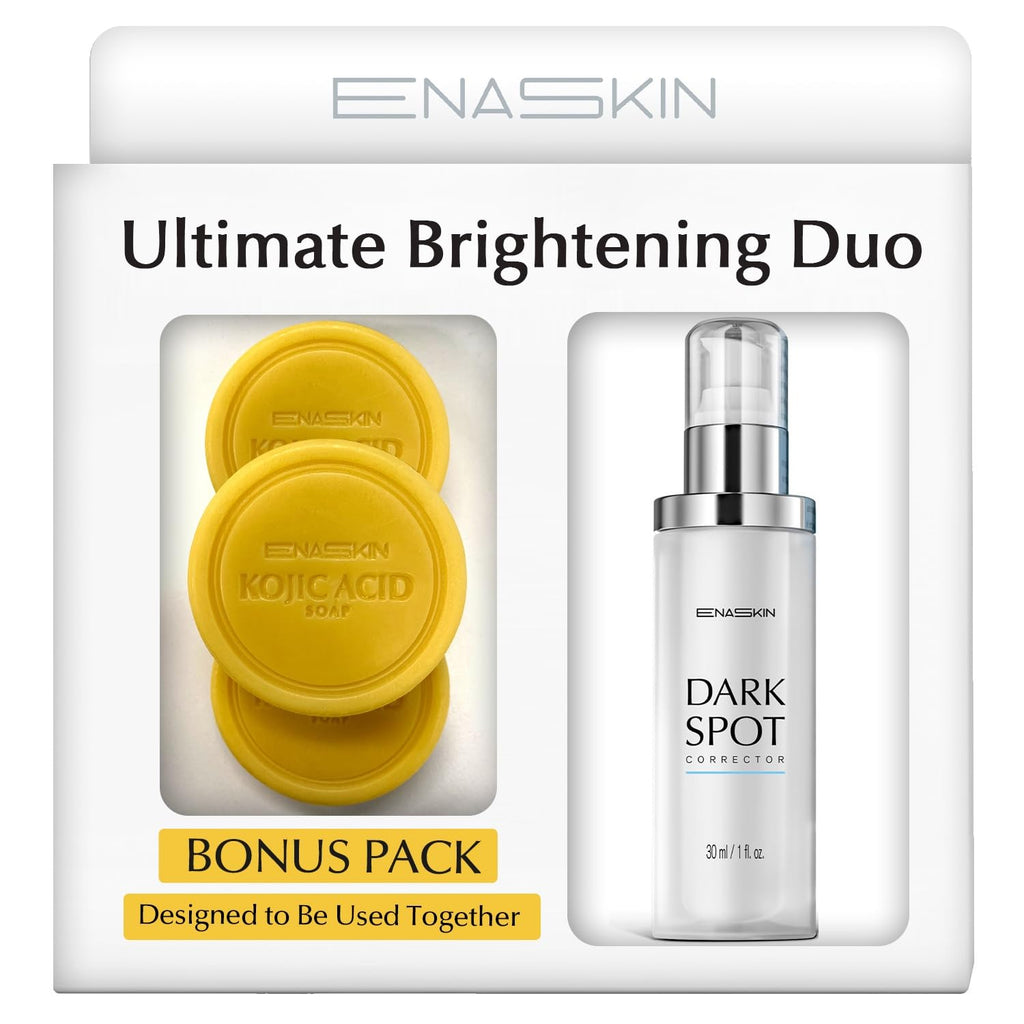 Enaskin Dark Spot Set - Serum & Soap Bars: Hyperpigmentation Body Treatment for Freckles Melasma Age Spot Sun Spot - Dark Spots Corrector Serum