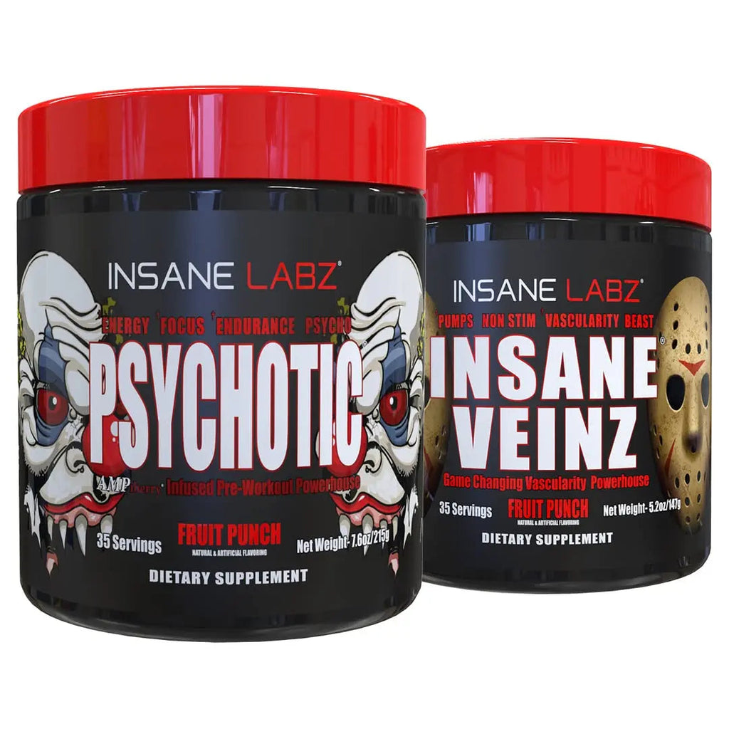 Psychotic, and Insane Veinz, Pre Workout Stack (Fruit Punch) Insane Labz Au supplements