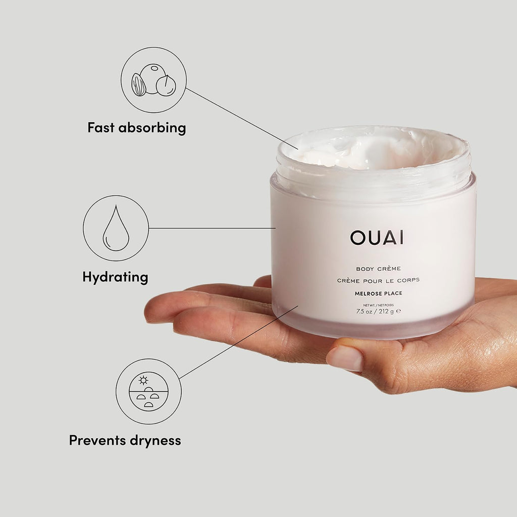 OUAI Body Cream, Melrose Place - Hydrating Whipped Body Cream with Cupuaçu Butter, Coconut Oil and Squalane - Softens Skin and Delivers Healthy-Looking Glow - Sulfate Free Skin Care (7.5 Oz) OUAI Au supplements