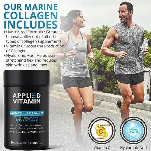 Applied vitamin Marine Collagen Capsules 2000mg-Enhance with Hyaluronic Acid, Zinc, Vitamin C & Biotin 120 Applied Vitamin Au supplements