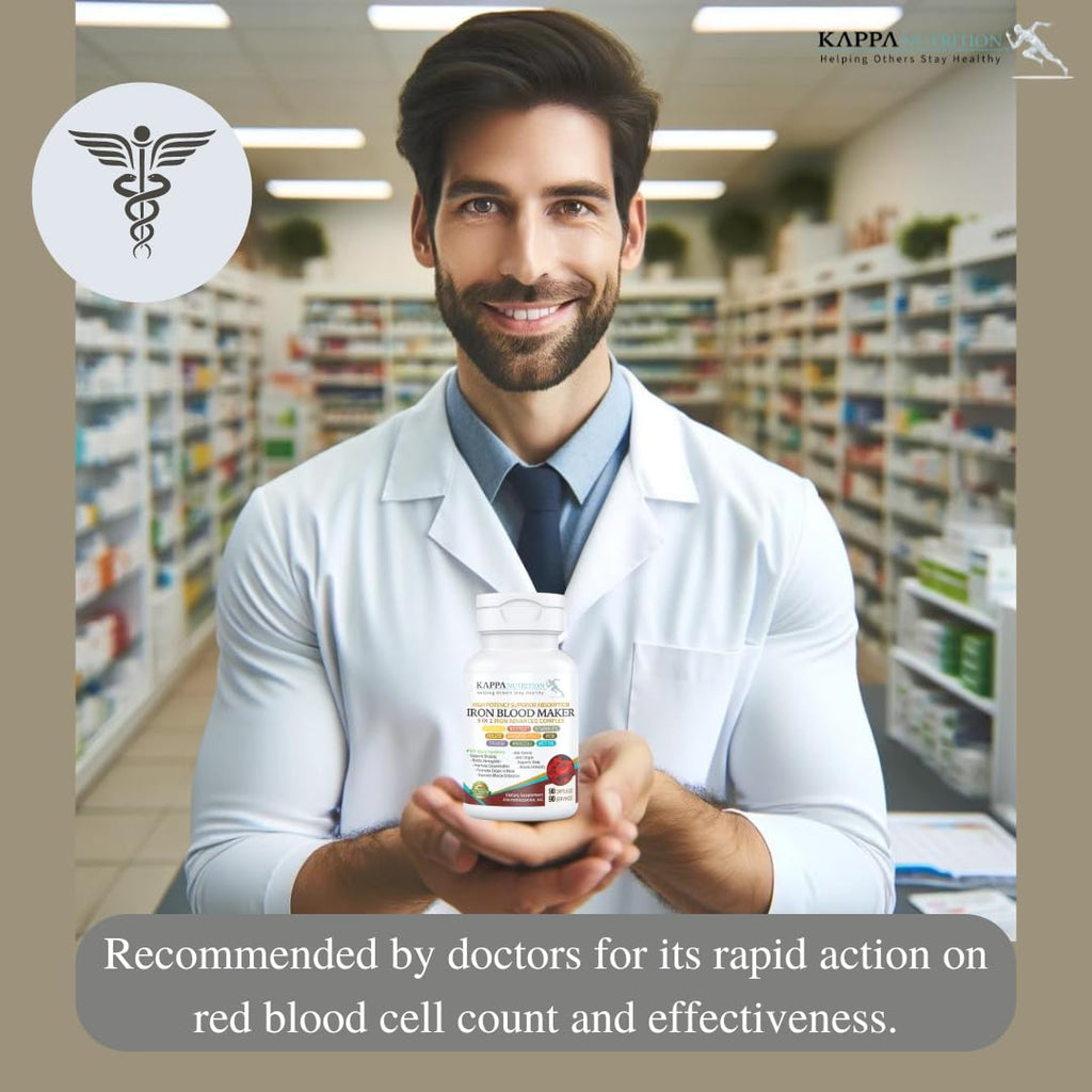 KAPPA NUTRITION Iron 26mg, Vitamin C & Orange 150mg, Folate 667mcg DFE, Vitamin B12, Beetroot, Brewers Yeast, Broccoli & MCT Oil 9 in 1 Advanced Complex (90 Capsules) KAPPA NUTRITION Au supplements