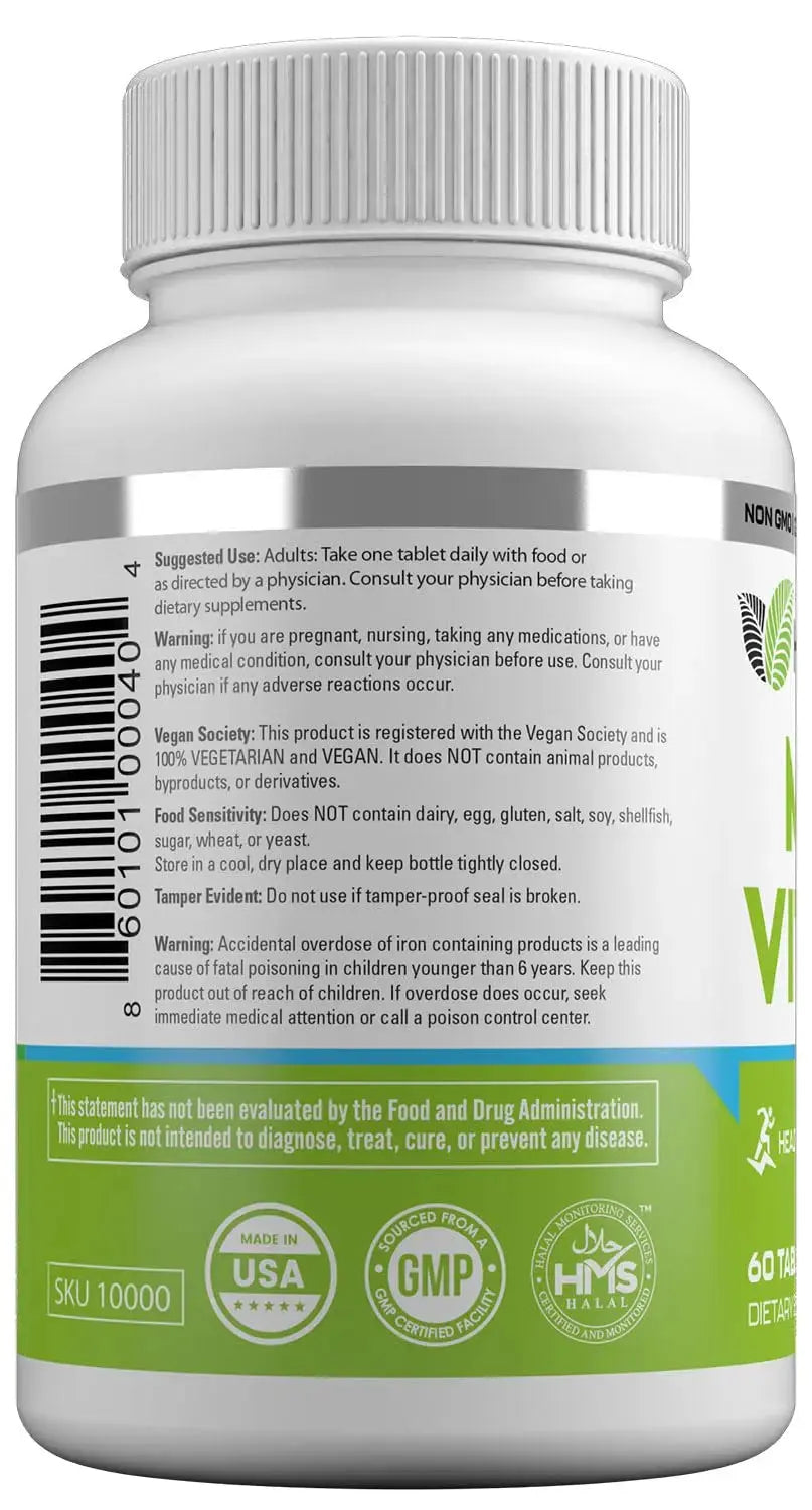 HAYAT Vitamins Vegan Natural Multivitamin, Daily Vitamins with Vitamin A, C, D, E, B1, B2, B3, B6, B12, Biotin, Zinc and More, 2 Month Supply, All Natural HAYAT Au supplements