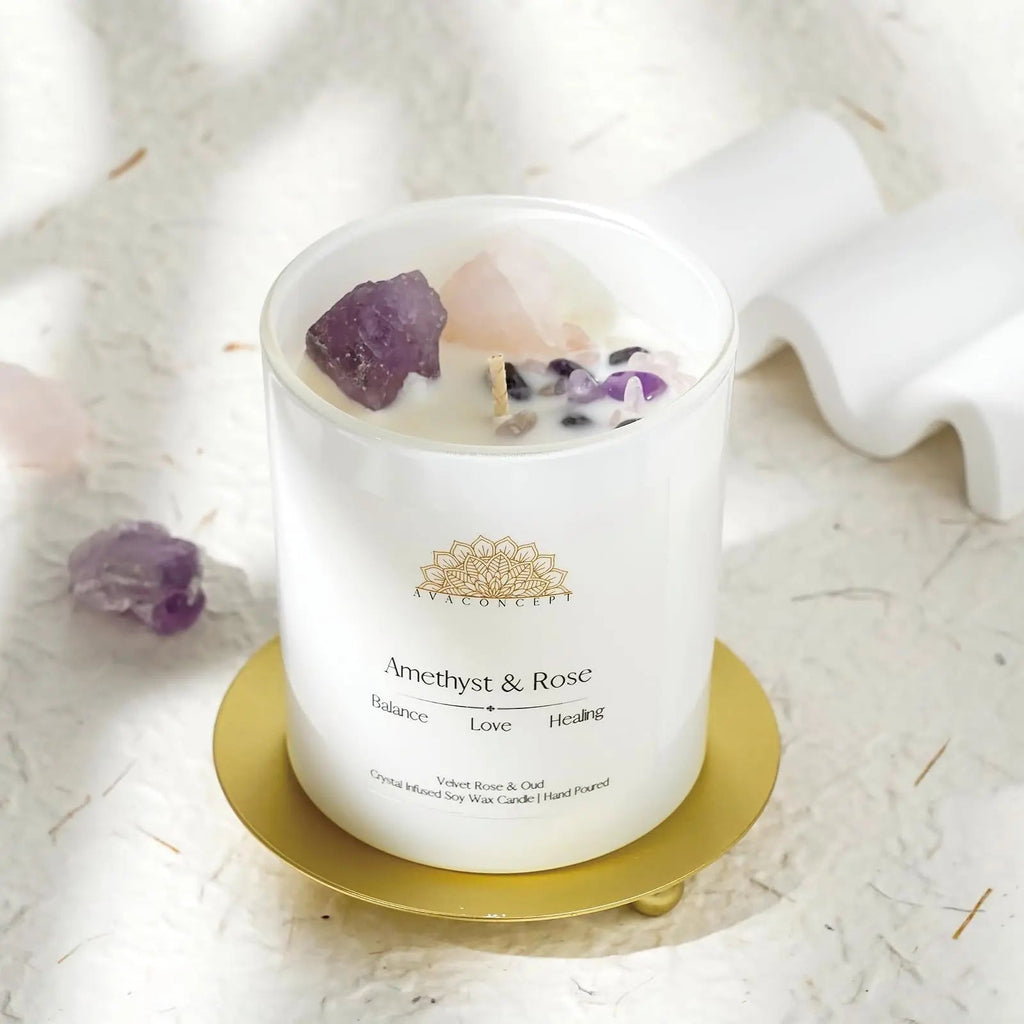 Ava Concept Scented Crystal Candle 10 oz jar Candle (Velvet Rose & Oud) ava concept Au supplements