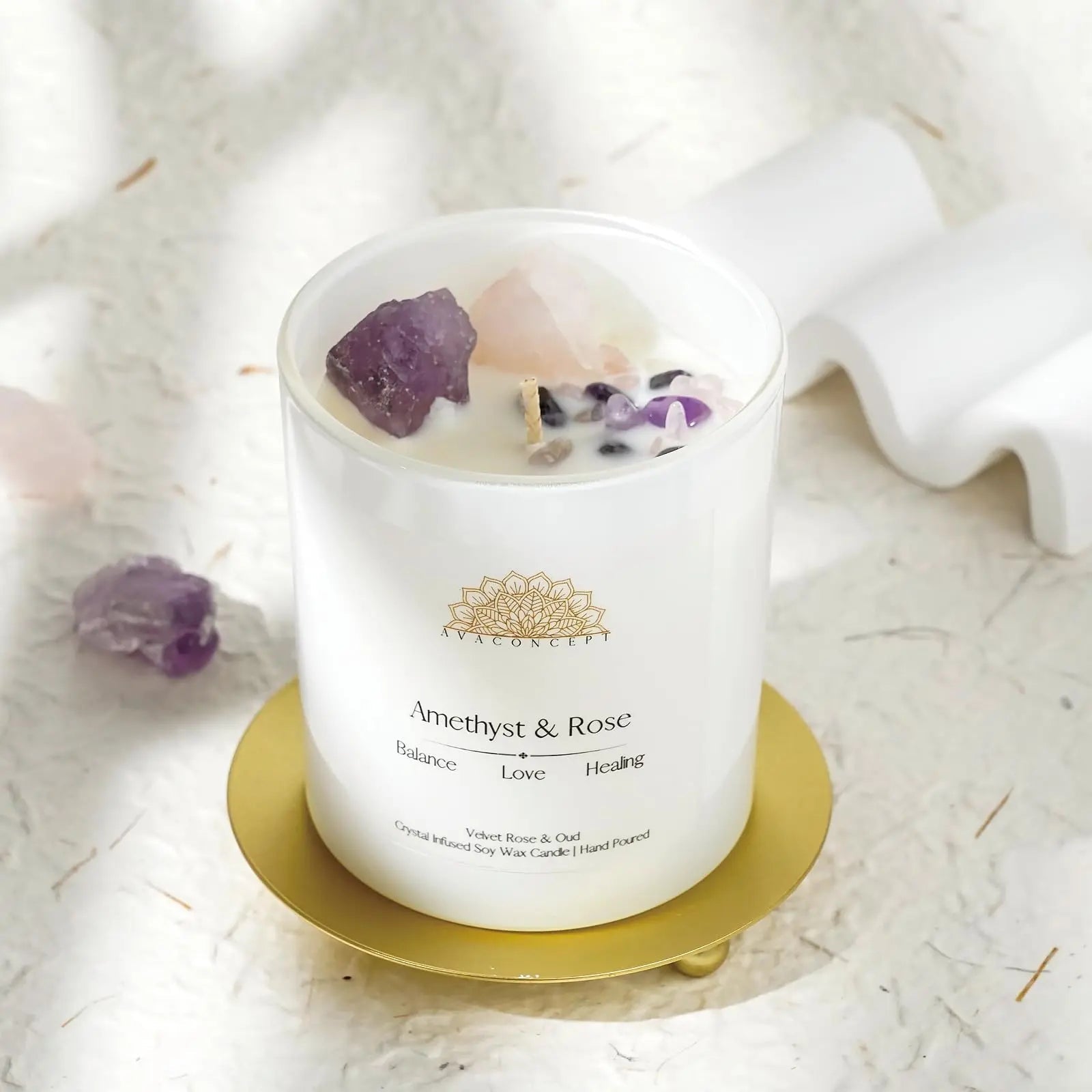 Ava Concept Scented Crystal Candle 10 oz jar Candle (Velvet Rose & Oud) ava concept Au supplements