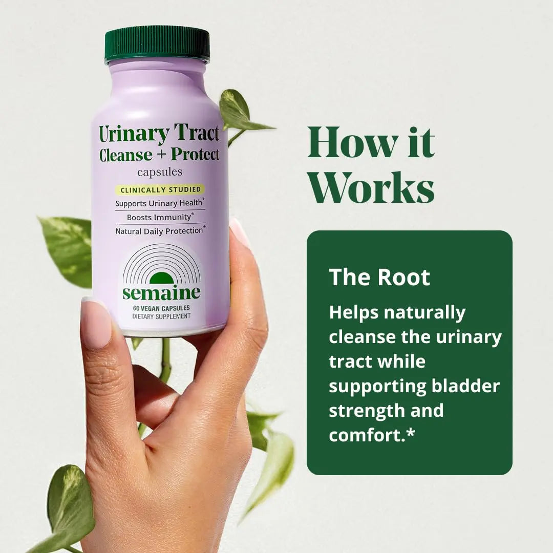 Semaine Urinary Tract Cleanse & Protect – 60 ct, Bladder Support Supplement for Women, Flushes Urinary Tract. Combines Cranberry Proanthocyanidins with Hibiscus Semaine Au supplements