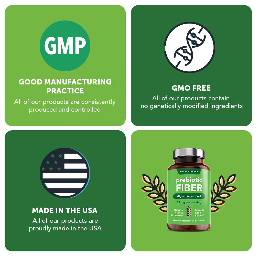 Vitamin Bounty Prebiotic Capsules - PreforPro® Prebiotics Supplement for Women & Men Digestive Health & Advanced Gut Health – No Fiber, No Bloating
