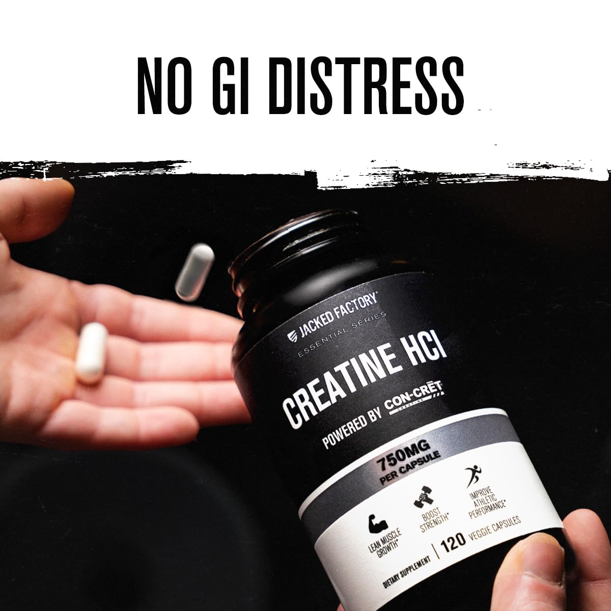 Jacked Factory Creatine HCl Capsules - CON CRET Creatine Pills 750mg - Lean Muscle Growth & Recovery, Boost Strength & Endurance, No Bloating or Cramps - 120 Capsules Jacked Factory Au supplements