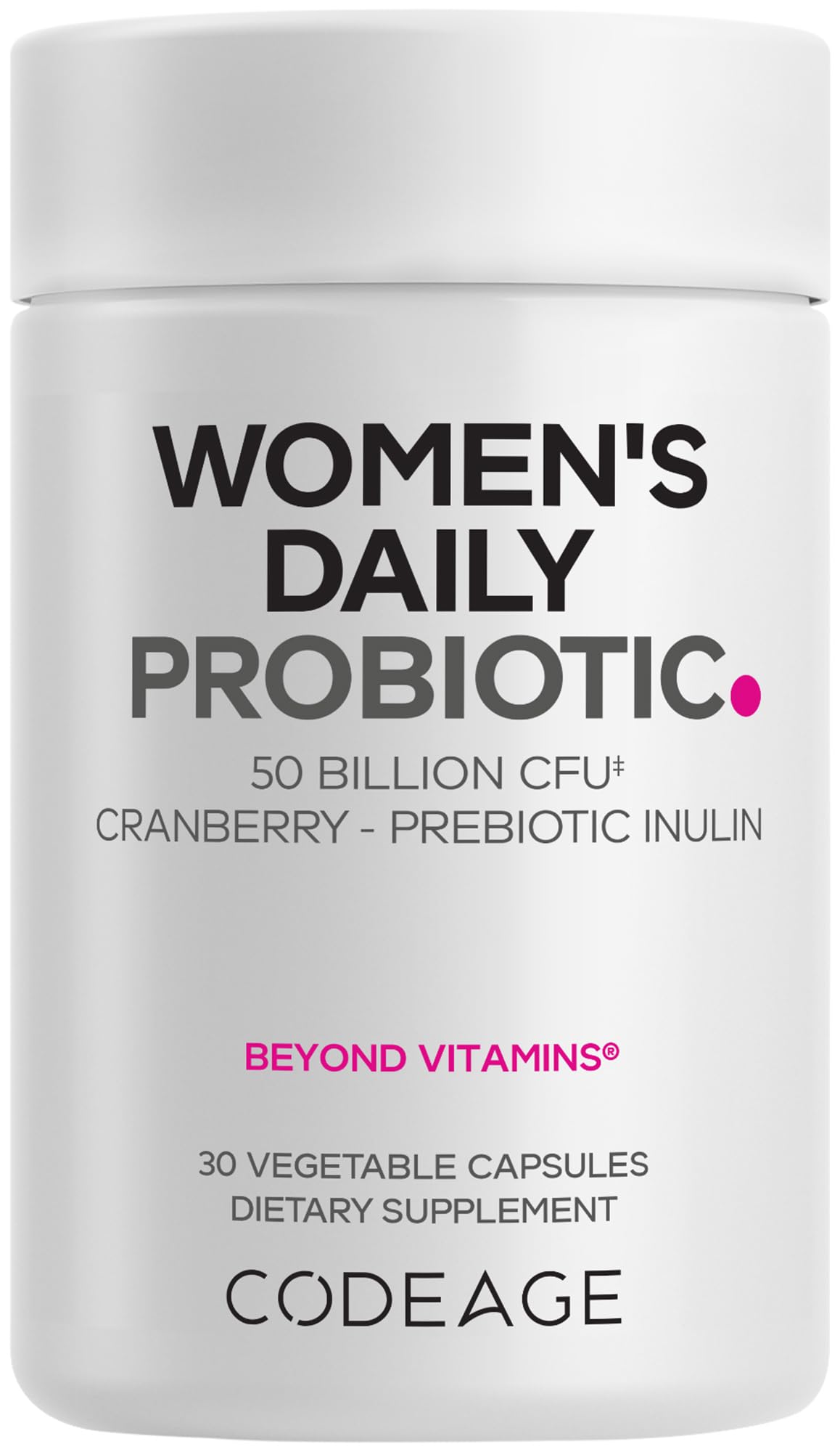Codeage Women’s Daily Probiotic Supplement – 50 Billion CFU Supplement, Cranberry Fruit Powder, Prebiotic Chicory Root Inulin – Women’s Wellness Support – 1 Capsule Per Serving - Non-GMO – 30 Capsules Codeage Au supplements