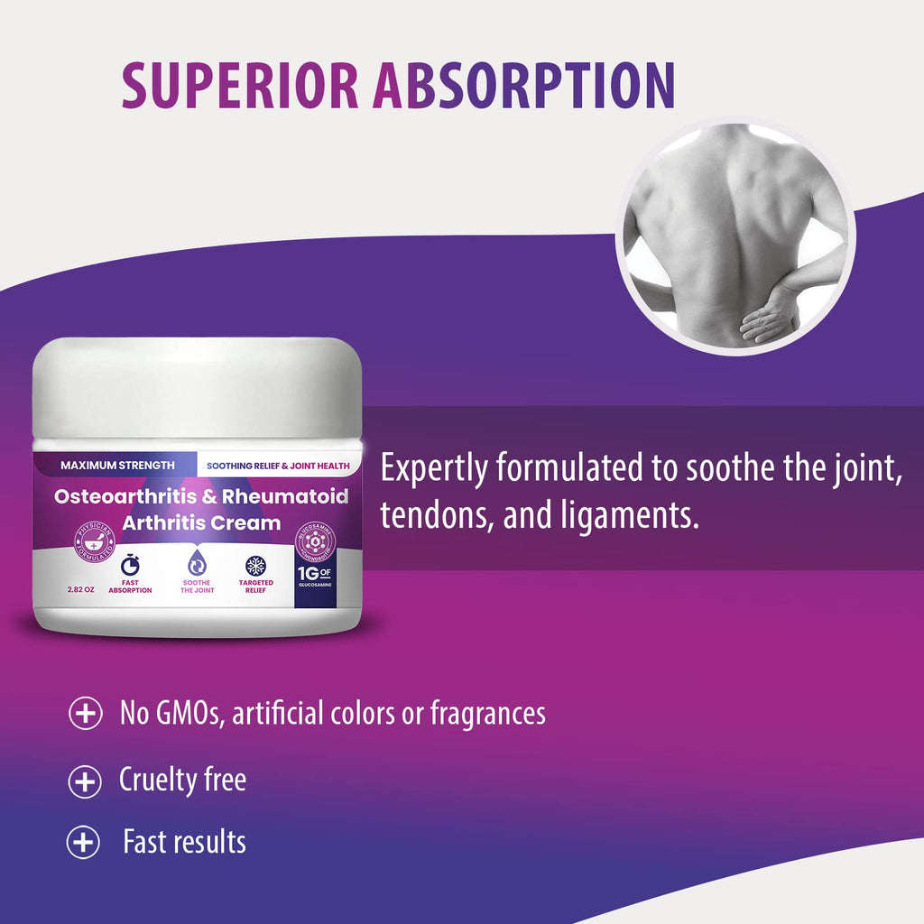 Osteoarthritis And Rhematoid Arthritis Cream By PMT – Soothing Relief For Your Knees and Hands. Includes 1 Gram Of Glucosamine; Arnica, Arginine, Glucosamine, Aloe - Cooling relief for Hands and Knees M PAIN MANAGEMENT TECHNOLOGIES Au supplements