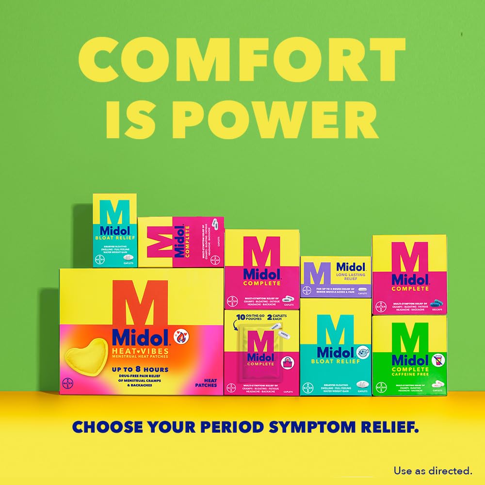 Midol Complete Caffeine Free Caplets 24ct: Midol Complete Caffeine Free Menstrual Pain Relief Caplets with Acetaminophen, Provides Headache Relief and Period Cramps Relief, 24 Count Midol Au supplements