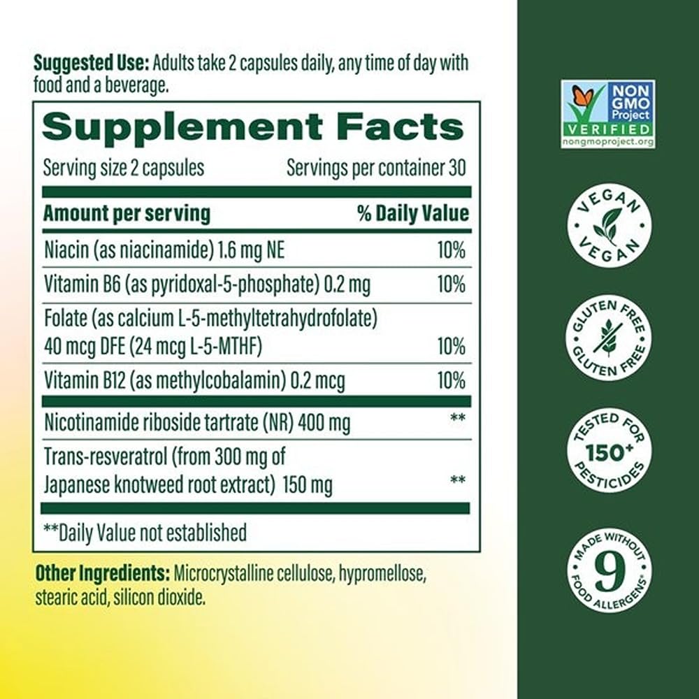 MegaFood NAD+ Supplement with Nicotinamide Riboside & Resveratrol - NMN Supplement Alternative - Vitamin B12, B6, Methylfolate & Niacin - NAD for Healthy Aging - Non-GMO - 60 Capsules, 30 Servings MegaFood Au supplements