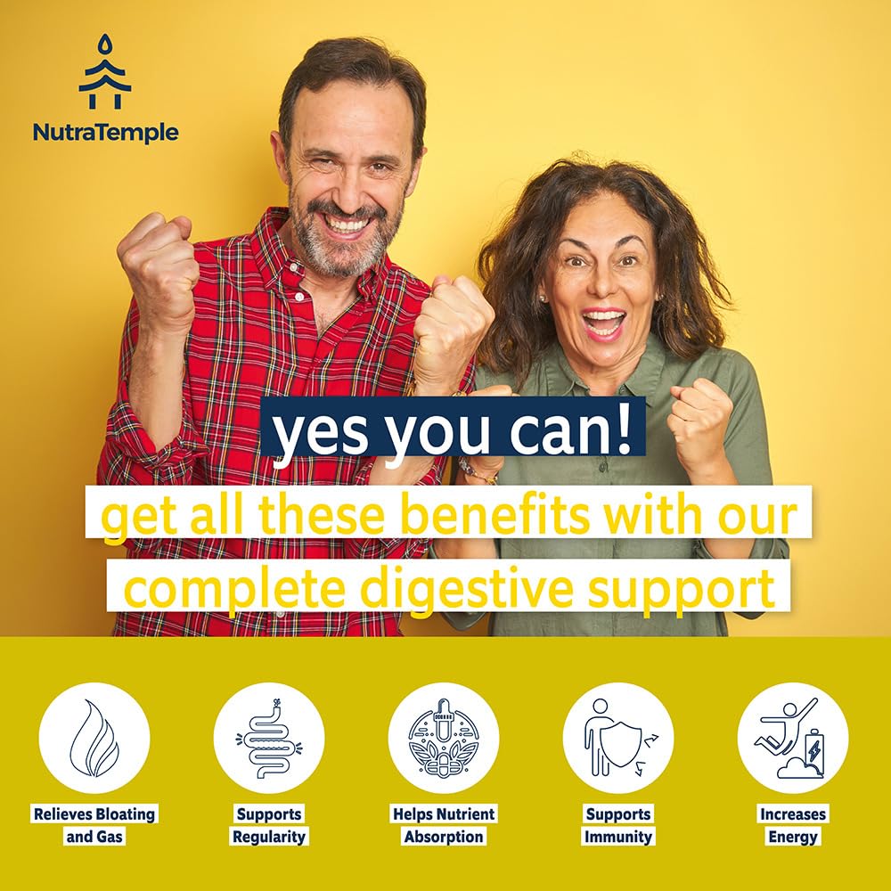 NUTRATEMPLE 4 in 1 Pre Post Probiotics & Digestive Enzymes for Women & Men - Digestive Health, Gut & Immune Support for Occasional Constipation, Diarrhea, Gas & Bloating – 60 Veggie Capsules NUTRATEMPLE Au supplements