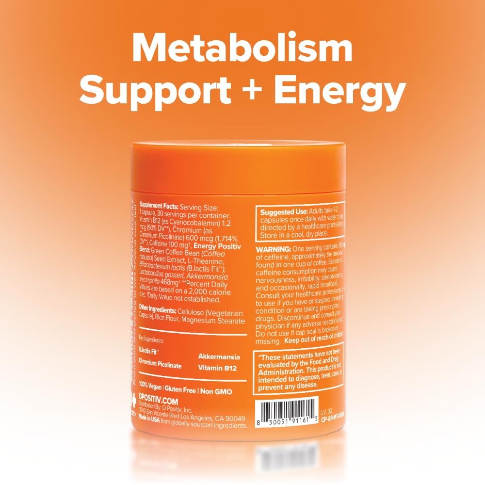 URO Metabolism + Probiotic Support Capsules – Metabolism, Gut Health & Sustained Energy – with Chromium Picolinate, Green Coffee Bean Extract