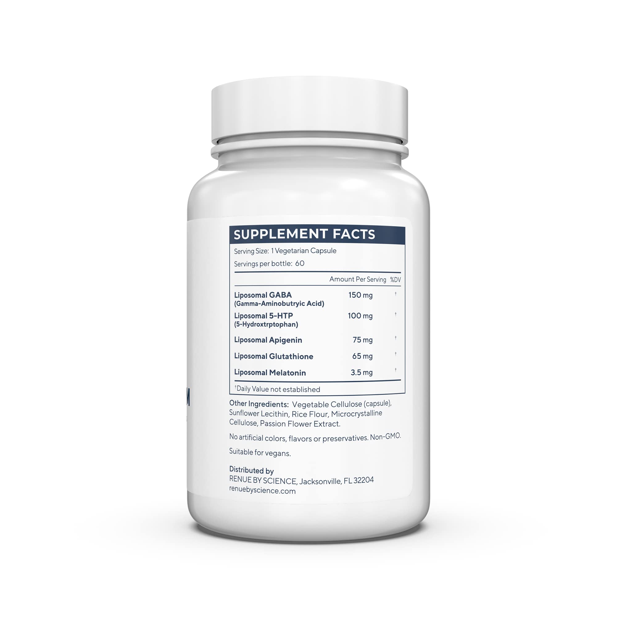 Renue By Science Restore PM | Liposomal Melatonin GABA Supplements | 60 Capsules with Melatonin (3.5mg) 5HTP (100mg) Glutathione (65mg) Apigenin (75mg) GABA (150mg) - Non-GMO | Made in The USA Renue By Science Au supplements
