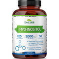 Zazzee Myo-Inositol Capsules, 2000 mg per Serving, 120 Vegan Capsules, Ideal Dosage for 40:1 Ratio, Certified Kosher, Hormone Balance & Healthy Ovarian