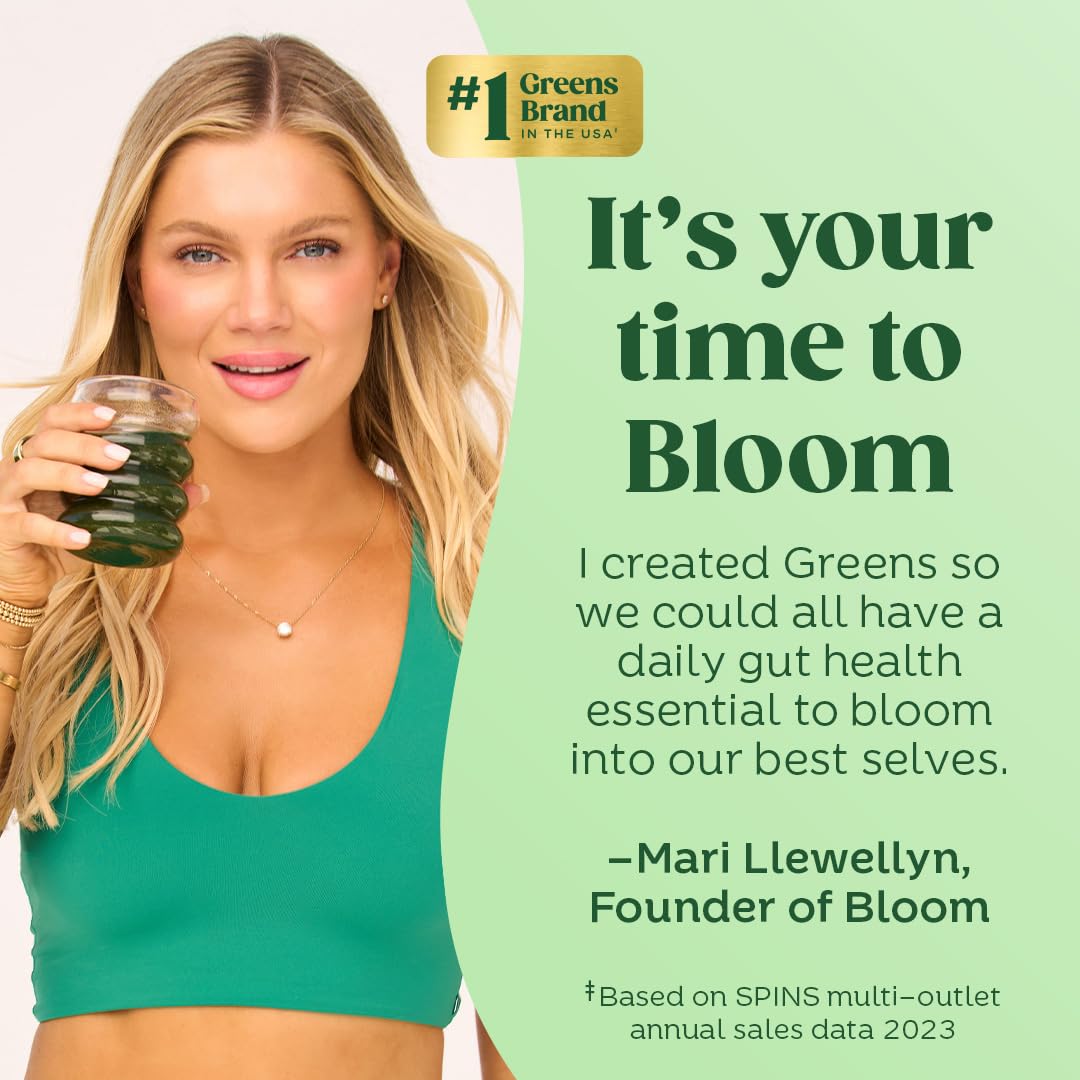 Bloom Nutrition Superfood Greens Powder, Digestive Enzymes with Probiotics and Prebiotics, Gut Health, Bloating Relief for Women, Chlorella, Green Juice Mix with Beet Root Powder, 30 SVG, Mango Bloom Nutrition Au supplements
