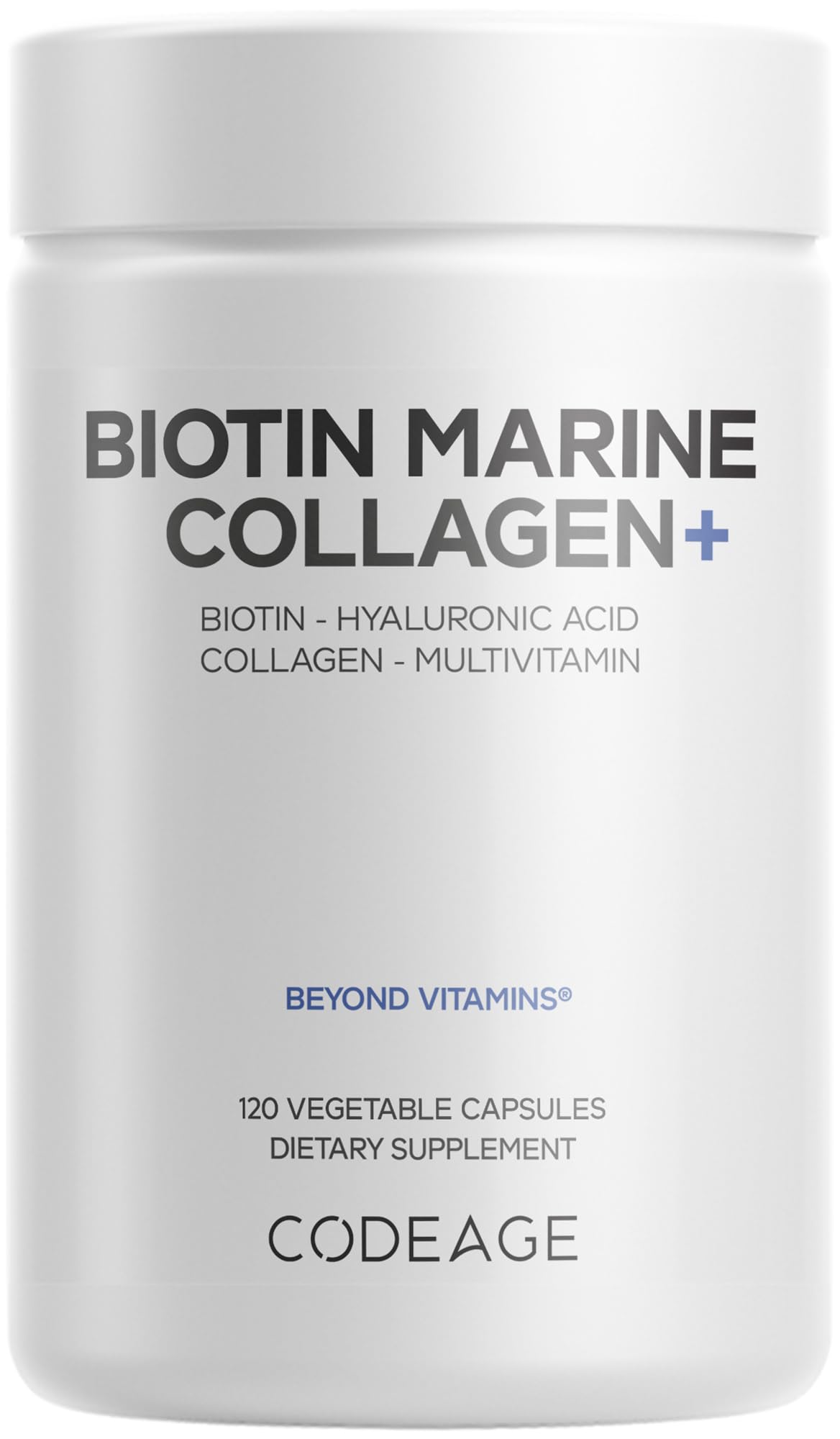 Codeage Biotin Marine Collagen Peptides - Wild-Caught Marine Collagen Types I & III, Biotin, Vitamins C & E, Hyaluronic Acid, Amino Acids, Fruit and Herb Blend, Non-GMO - 120 Capsules Codeage Au supplements