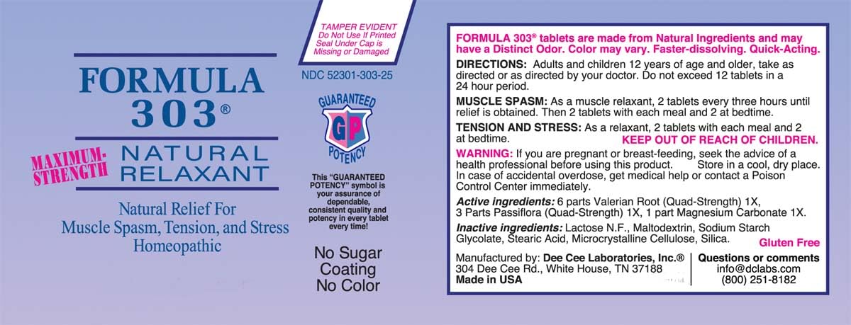 Dee CEE Labs Formula 303 Maximum Strength Tablets, 90 Tablets; All-Natural containing Magnesium for Sore Muscles