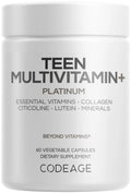 Codeage Teen Multivitamin+ Platinum Supplement - Vitamins A, C, D3, E, K2, B6, B12, Minerals, Probiotics, Citicoline Codeage Au supplements
