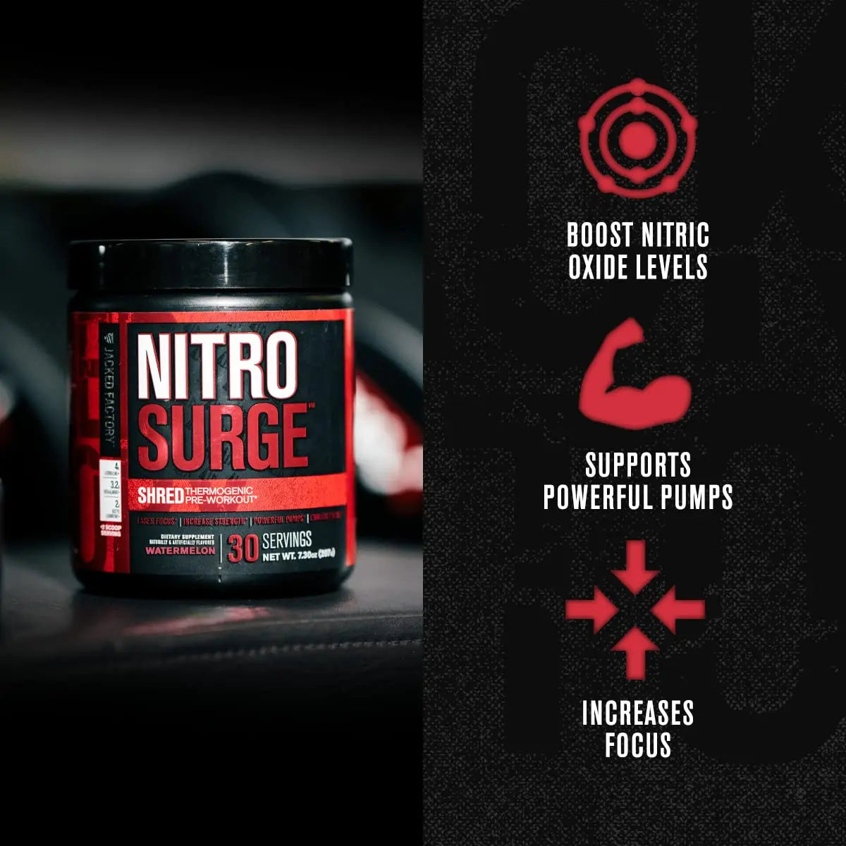 Jacked Factory Nitrosurge Shred Thermogenic Pre-Workout in Watermelon & N.O. XT Nitric Jacked Factory Au supplements