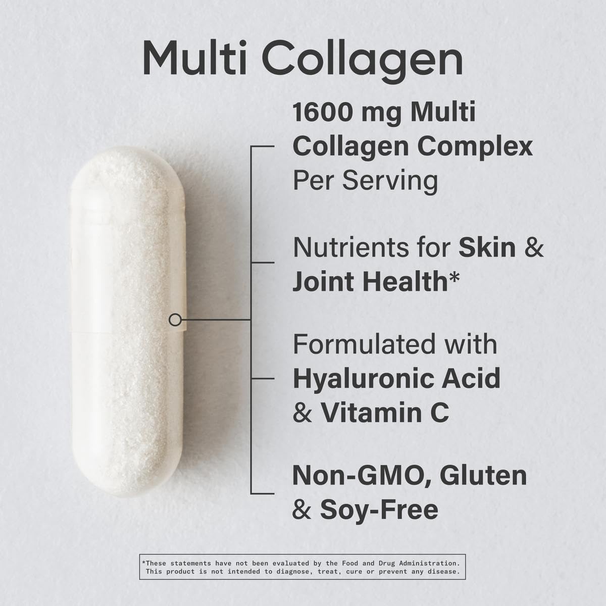 Sports Research® Multi Collagen Pills for Women & Men - Collagen Peptides (Type I, II, III, V, X) Enhanced with Hyaluronic Acid & Vitamin C - Gluten Free ­· Non-GMO - 90 Capsules