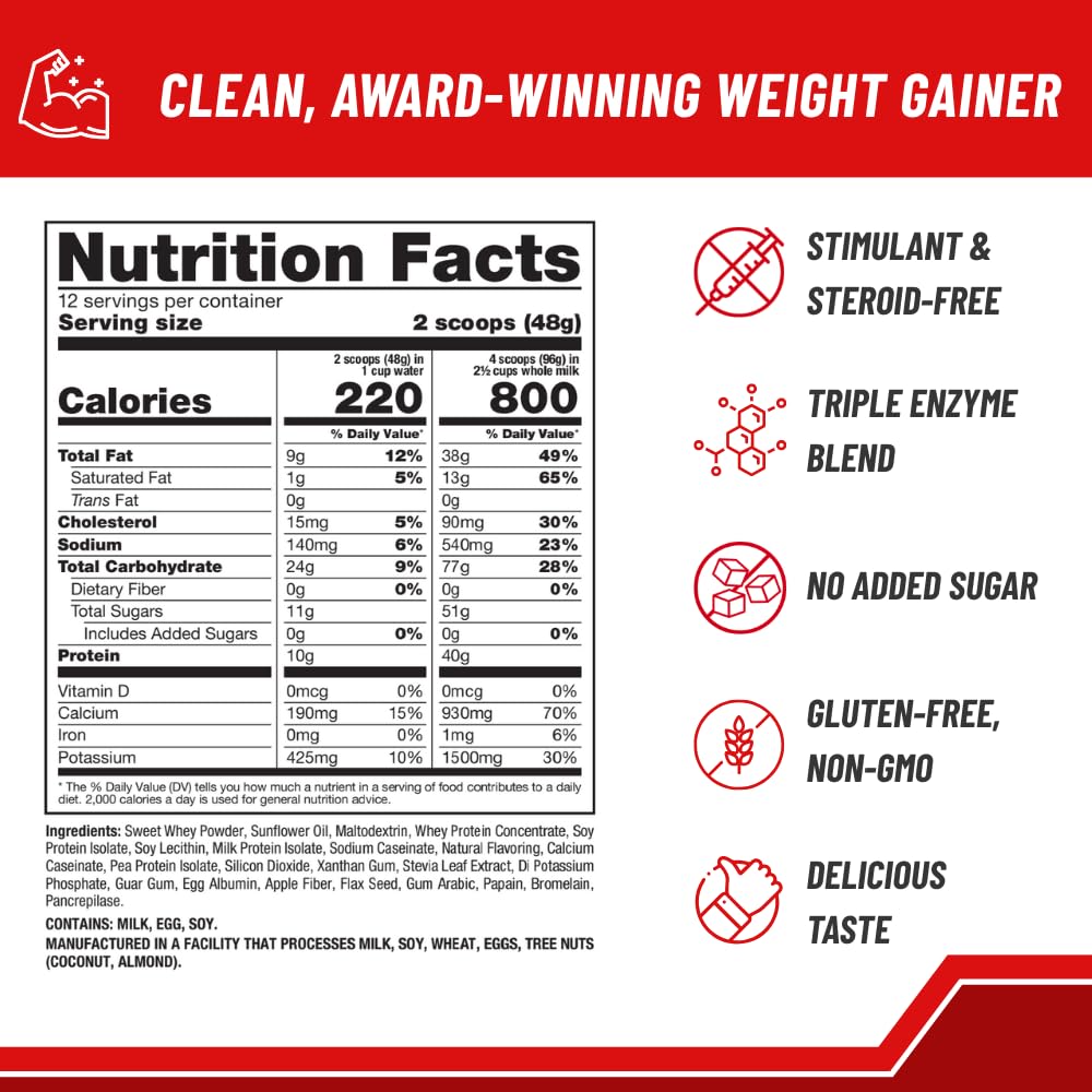Naturade Weight Gain Nutrition Drink Mix for Healthy Weight Support, Balanced Calories with Protein, Vitamins & Minerals, Vanilla - 20.3 oz