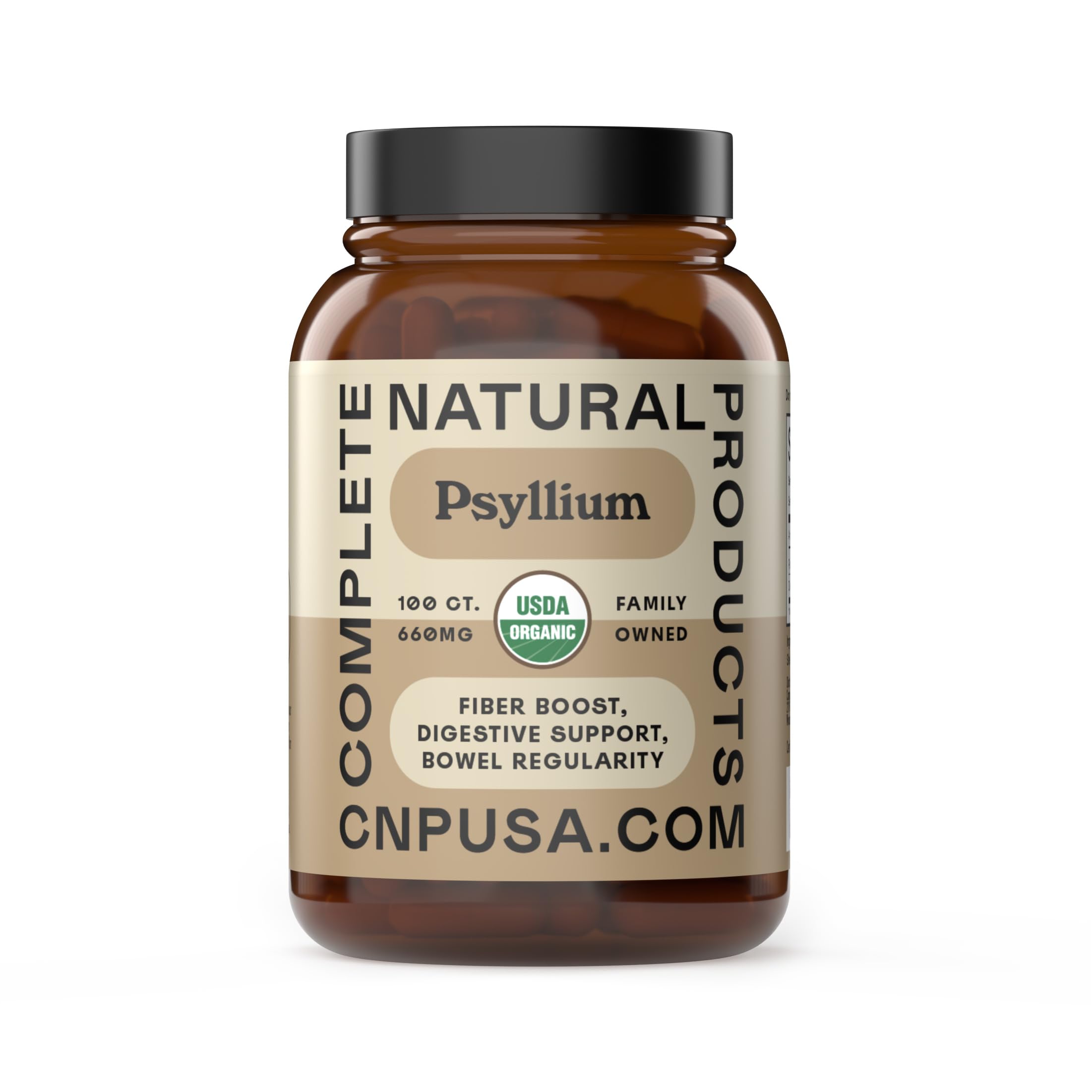 Organic Psyllium Husk Capsules 660mg - Fiber Caps Supplement, Psyllium Capsules for Digestive Regularity, Colon Cleanse Support, Unflavored Whole