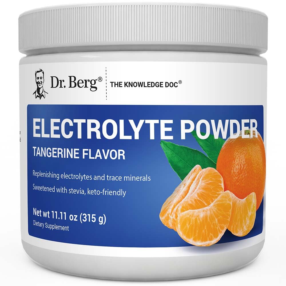 Dr. Berg Zero Sugar Hydration Keto Electrolyte Powder - Enhanced w/ 1000 mg of Potassium & Real Pink Himalayan Salt (NOT Table Salt) - Tangerine Flavor Hydration Drink Mix Supplement - 50 Servings