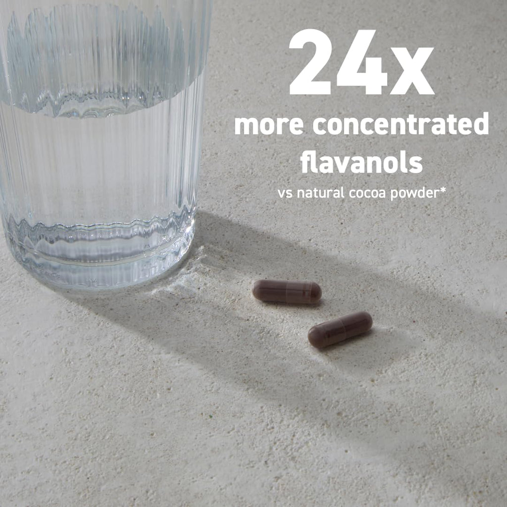 CocoaVia Cocoa Flavanols 500mg – Heart & Brain Support Supplement, High Flavanol Cocoa, Blood Circulation & Memory Booster, Nitric Oxide, Energy & Oxygen Boost, Vegan, Gluten-Free, 60 Capsules