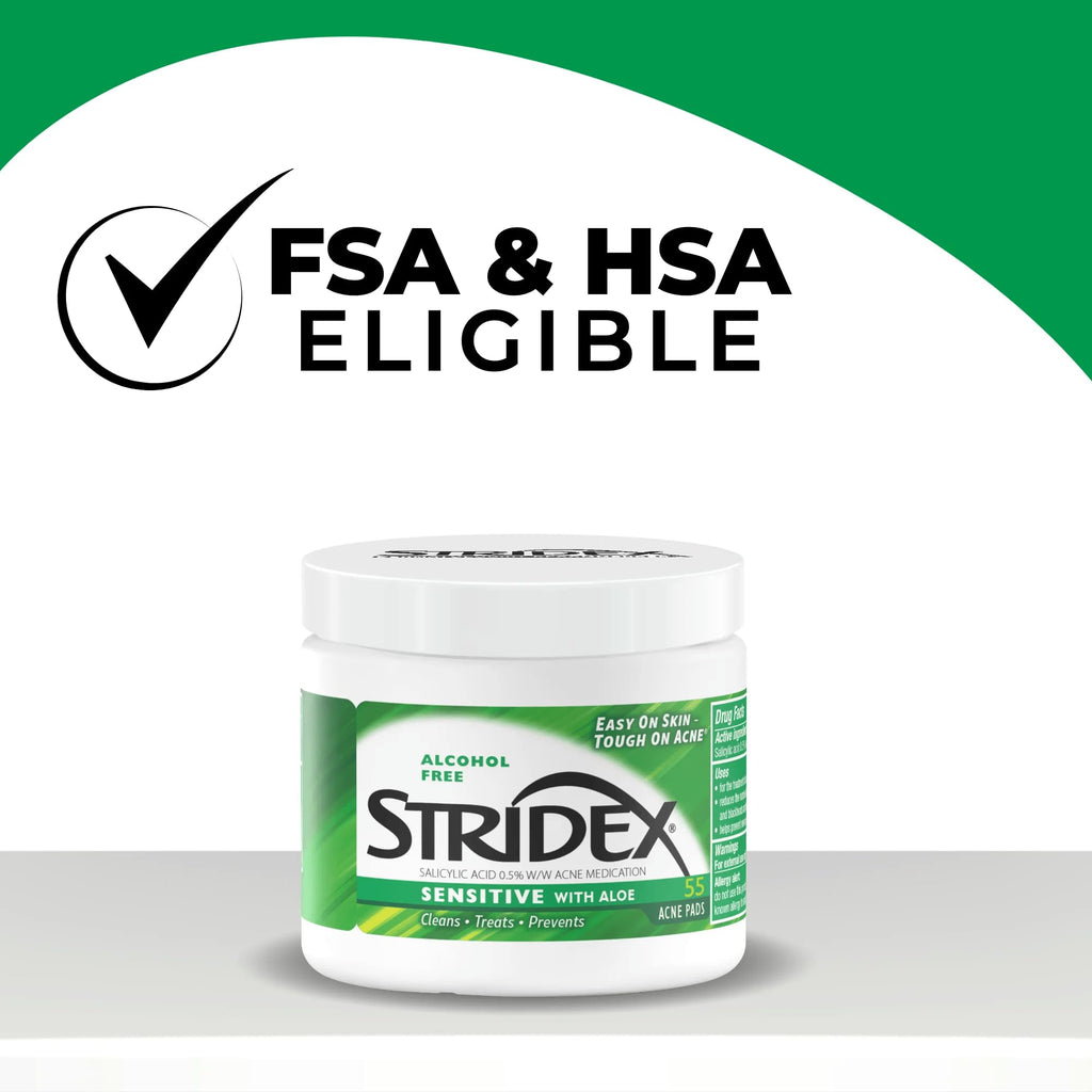 Stridex Acne Pads Sensitive With Aloe 55 Count Alcohol-Free