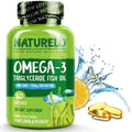 NATURELO Burpless Omega 3 Fish Oil Supplement - 1100mg Triglyceride Omega-3, EPA + DHA, Liquid Fish Oil for Heart, Eye, Brain, Joint Health