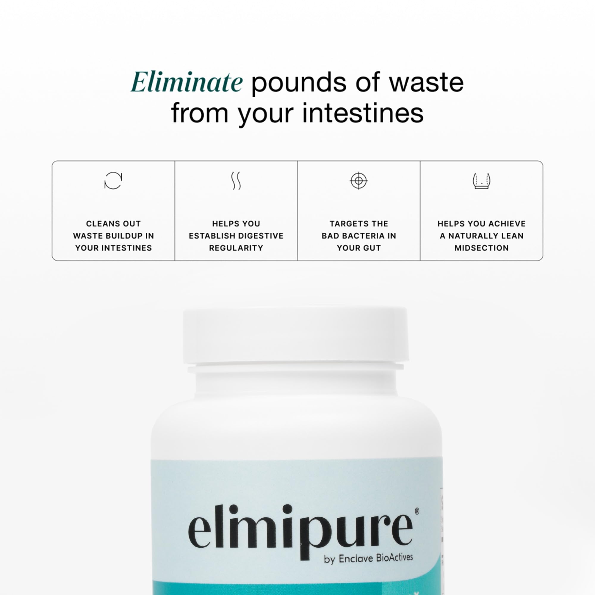 Elimipure Gut Cleanse & Restore Supplement: Natural & Effective Detox Cleanse Capsules | Fortify Your Microbiome | Effortless Morning Stools