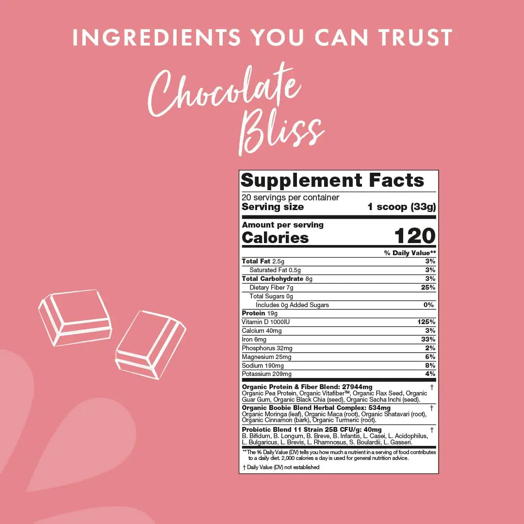 Boobie Body Organic Superfood Plant-Based Protein Shake, Chocolate Bliss, [23.4oz, 1 Tub] Boobie Brands Au supplements