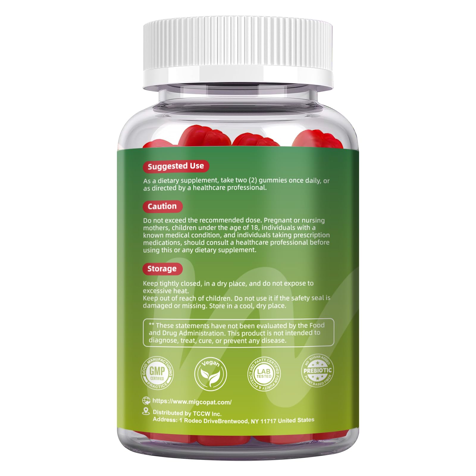 Migcopat Pre Post Probiotics Gummies, Probiotic Prebiotic Postbiotic Digestive Enzymes with Fiber, 120 Billion CFU Probiotics - Digestive Health