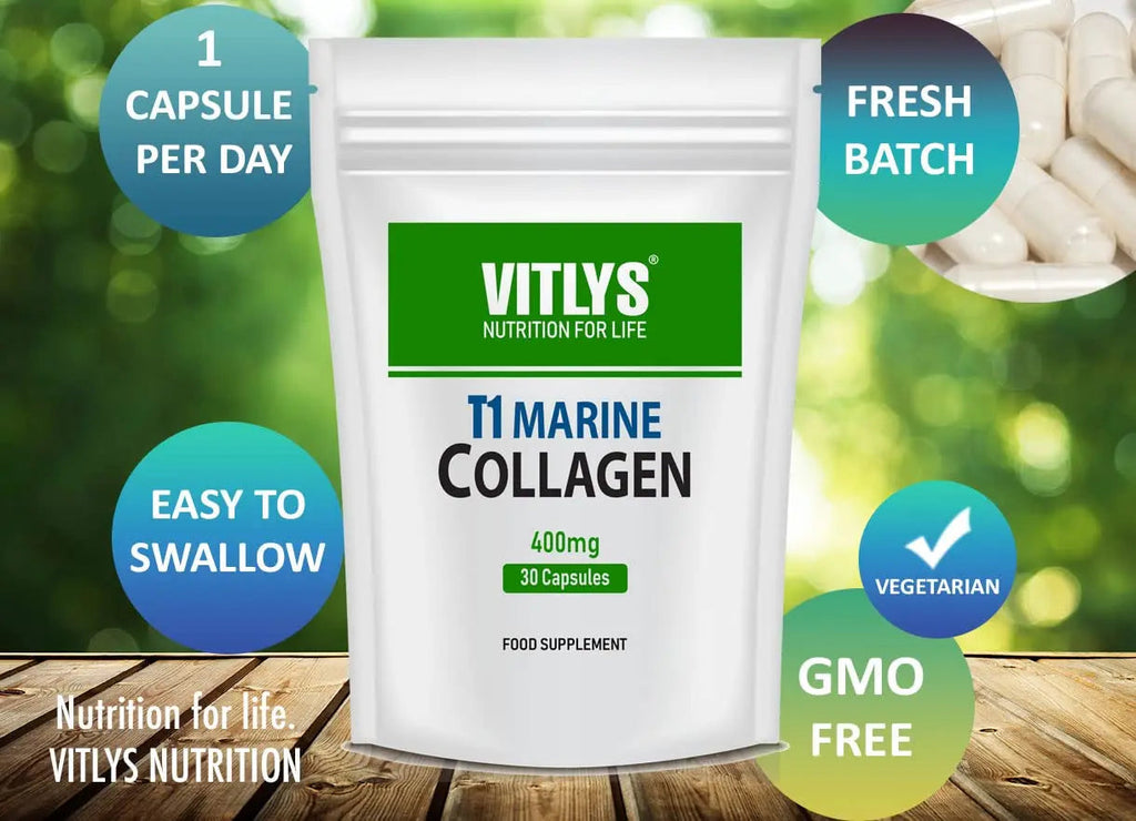 Optimum Marine Collagen 30 Capsules - 1 Month Supply - One Per Day Hydrolysed Collagen Vitlys Au supplements