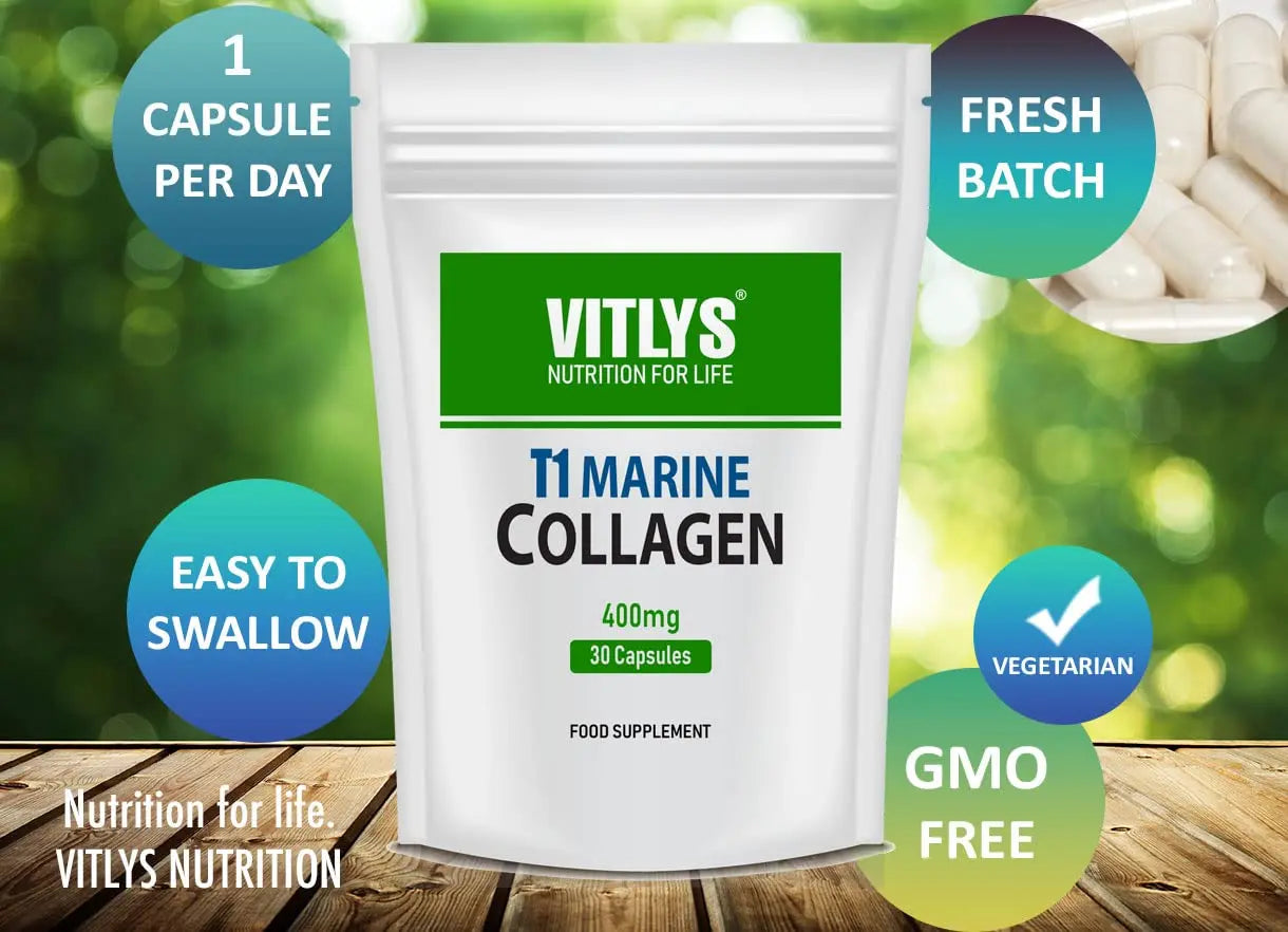 Optimum Marine Collagen 30 Capsules - 1 Month Supply - One Per Day Hydrolysed Collagen Vitlys Au supplements