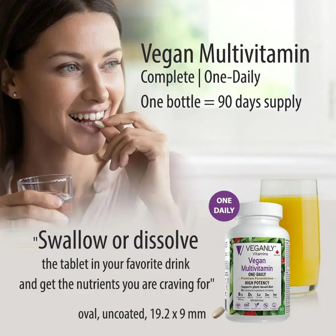 VEGANLY Vitamins Vegan Multivitamin One-Daily, (90 Veg Tablets). Complete Nutrition Support for Plant-Based, Vegan or Vegetarian Diets VEGANLY Vitamins Au supplements