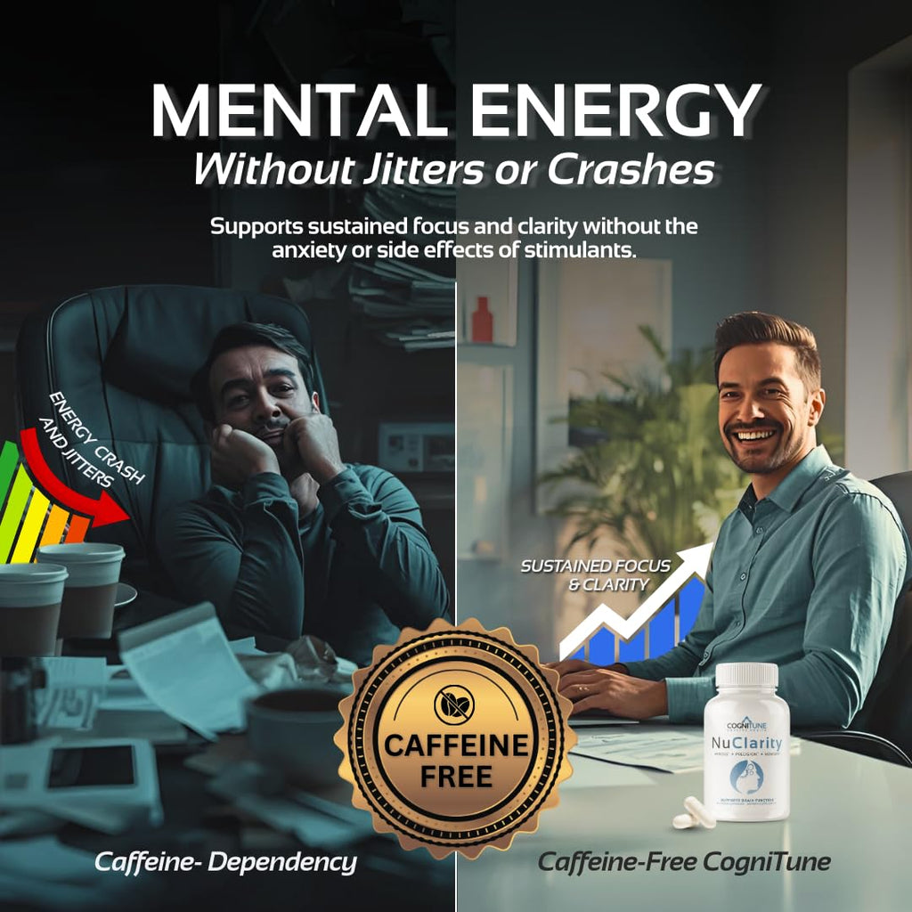 CogniTune NuClarity Brain Supplement for Memory and Focus - Caffeine-Free Nootropic for Mental Clarity Without Jitters - with Ginkgo Biloba, Bacopa Monnieri, Alpha-GPC for Cognitive Support CogniTune Au supplements