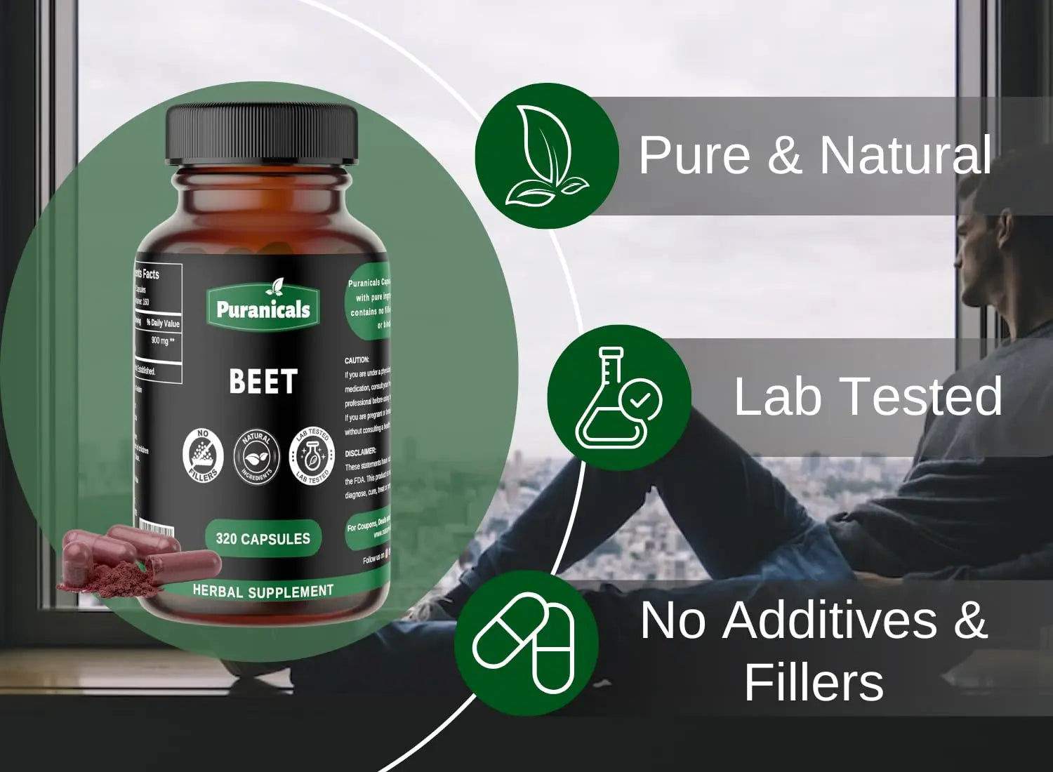 Puranicals Beet Premium 320 Capsules Nitric Oxide Booster | Herbal Supplement | 900 mg Puranicals Au supplements