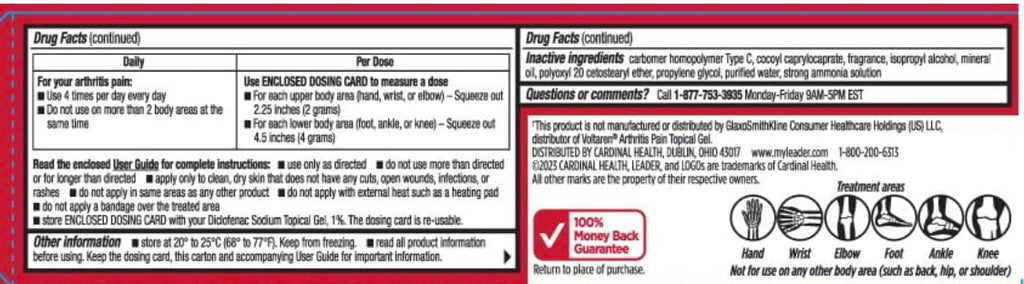 Leader Arthritis Pain Relief Gel, Original Prescription Strength, Diclofenac Sodium Topical Gel 1%, for Adults, Both Men & Women, and Children 12+, Compare to Voltaren, 3.53 Oz Leader Au supplements