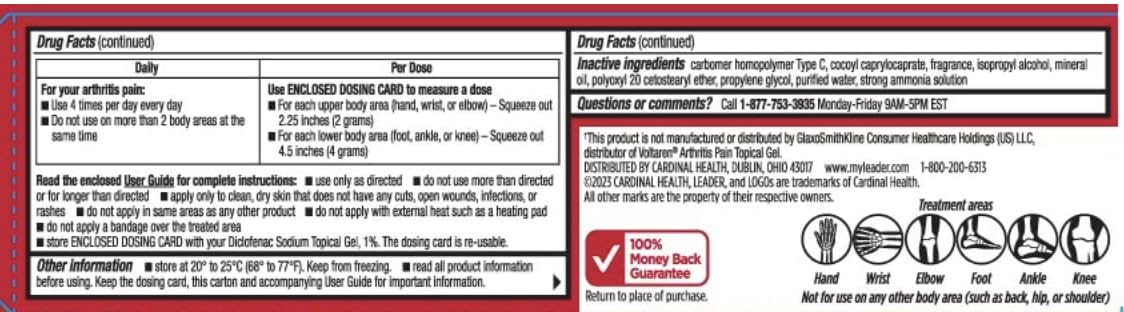 Leader Arthritis Pain Relief Gel, Original Prescription Strength, Diclofenac Sodium Topical Gel 1%, for Adults, Both Men & Women, and Children 12+, Compare to Voltaren, 3.53 Oz Leader Au supplements